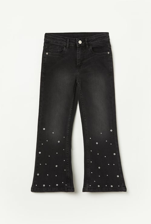 FAME FOREVER Girls Studded Bootcut Jeans