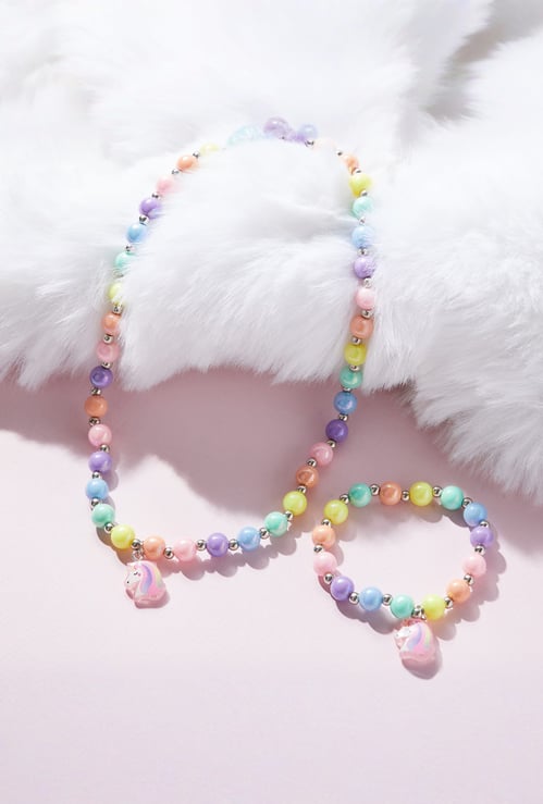 FAME FOREVER Unicorn Beaded Necklace with Bracelet