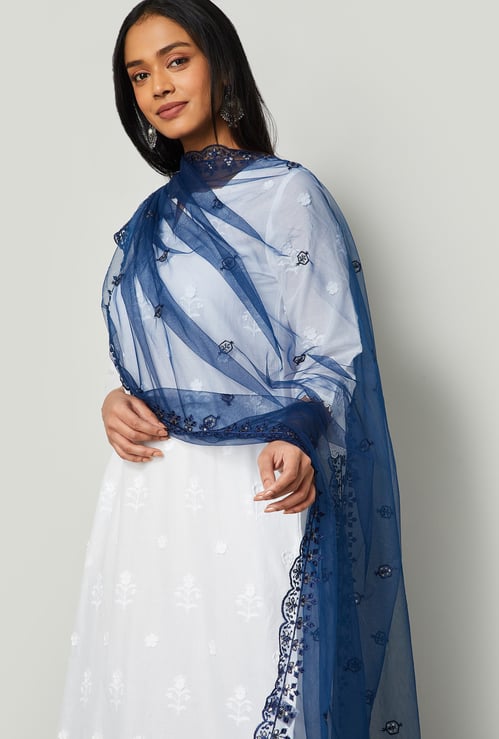MELANGE Sequinned Mesh Dupatta