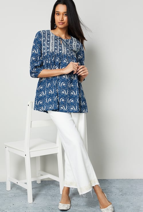 MELANGE Floral Print Top