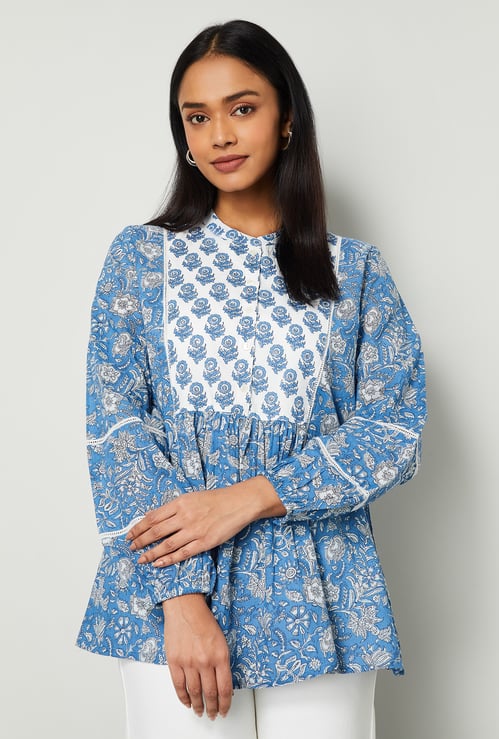 MELANGE Floral Print A-line Top