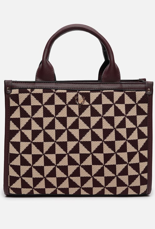 ALLEN SOLLY Geometric Pattern Handheld Bag