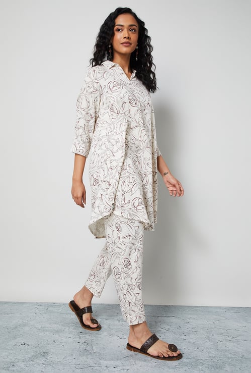 MELANGE Printed High-Low Hem Kurta Set