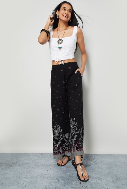 MELANGE Floral Print Flared Pants
