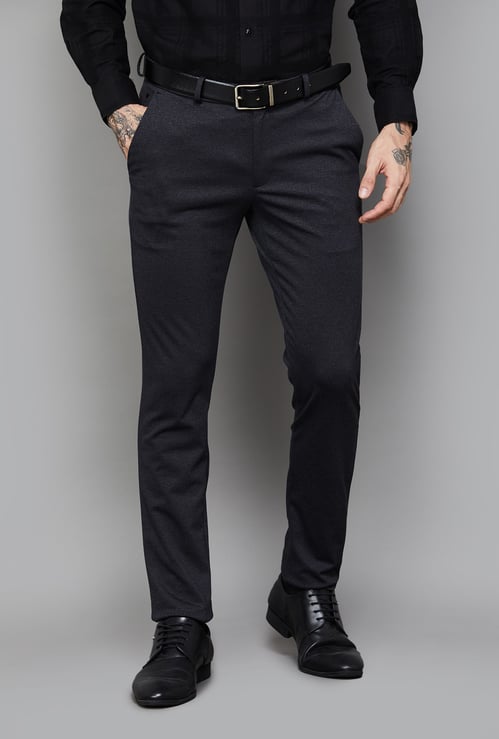 LOUIS PHILIPPE Textured Slim Tapered Formal Trouser