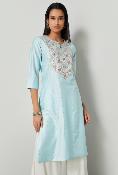MELANGE Embroidered Straight Kurta.