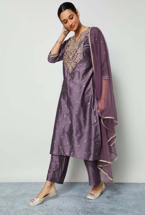 MELANGE Sequinned Straight Kurta Set