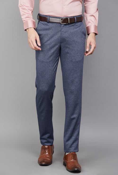 LOUIS PHILIPPE Solid Slim Tapered Formal Trousers