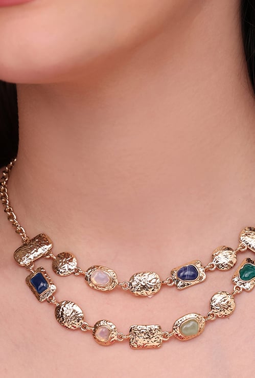 TONIQ Embellished Dual-Layer Necklace