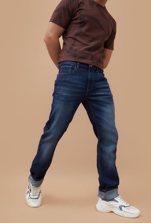 FORCA Dark Washed Slim Straight Jeans