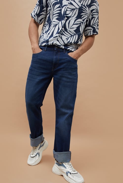 FORCA Dark Washed Slim Straight Jeans