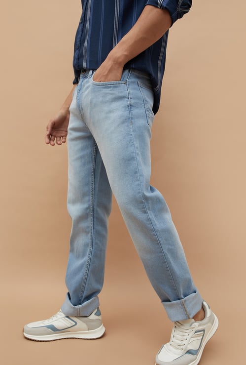 FORCA Light Washed Slim Straight Jeans