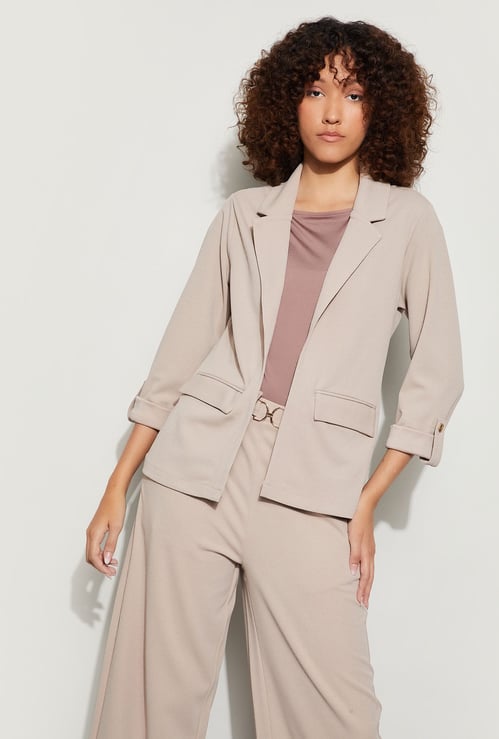 CODE Solid Notch Lapel Collar Jacket