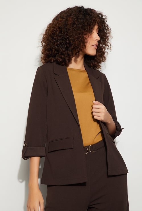 CODE Solid Notch Lapel Collar Jacket