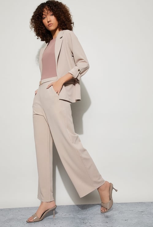 CODE Solid Wide Leg Trousers