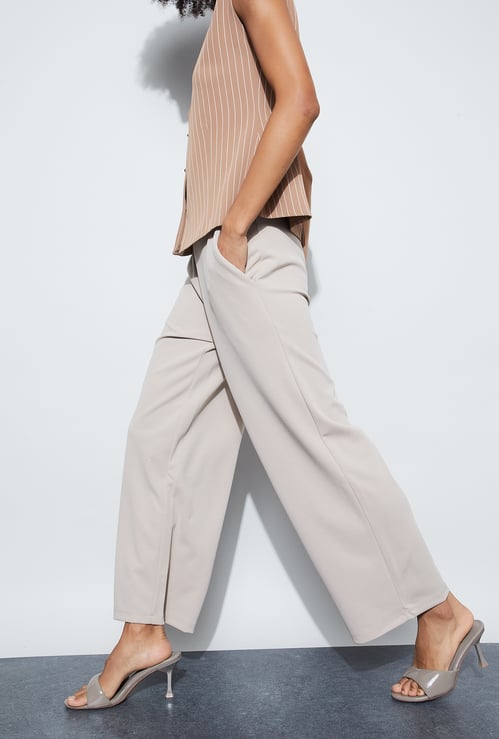 CODE Solid Wide Leg Trousers