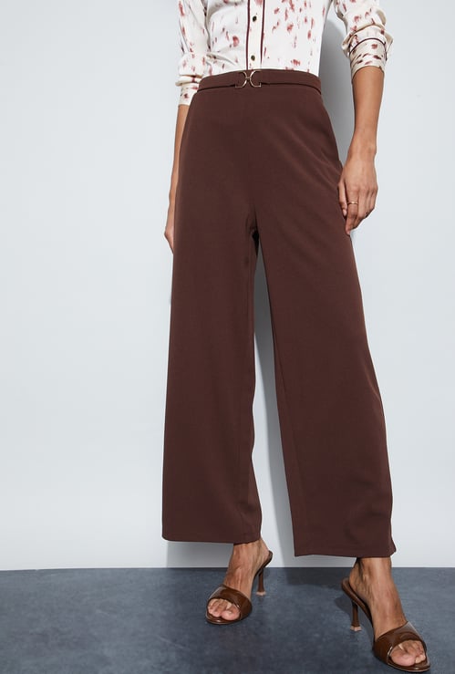 CODE Solid Wide Leg Trousers