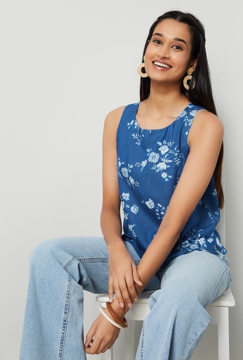 COLOUR ME BY MELANGE Floral Print Top