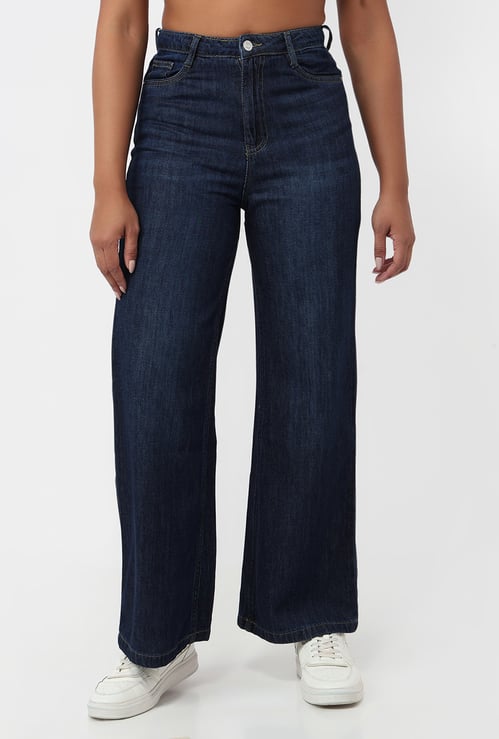 KRAUS Washed Wide Leg Jeans