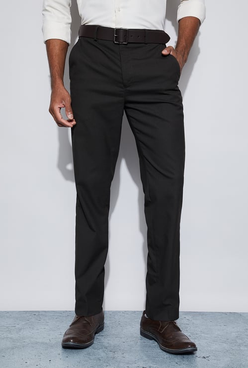 CODE Textured Regular Fit Formal Trousers
