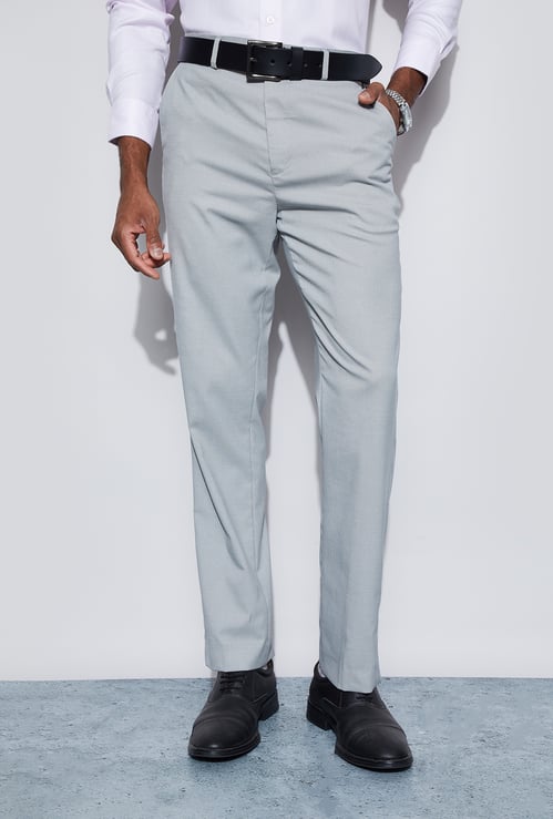 CODE Textured Regular Fit Formal Trousers