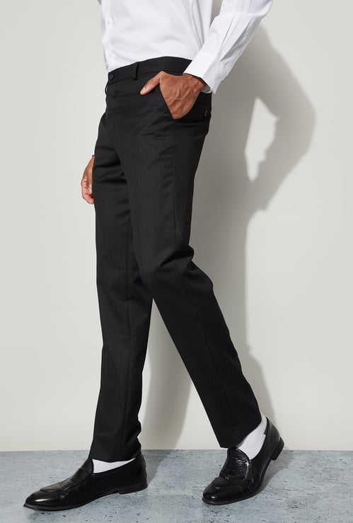 CODE Herringbone Slim Tapered Formal Trousers