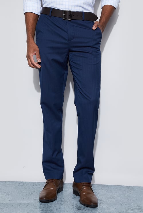 CODE Herringbone Slim Tapered Formal Trousers