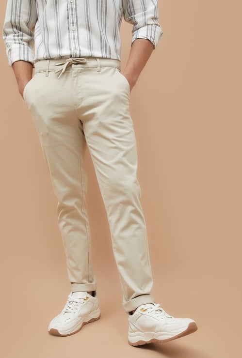 FAME FOREVER Solid Slim Tapered Trousers