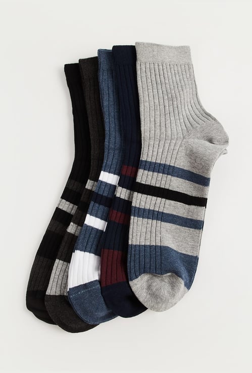 BONJOUR Striped Knit Ankle Socks - Pack of 5