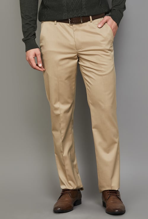 LOUIS PHILIPPE Solid Slim Straight Formal Trousers