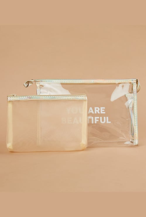 GINGER Typographic Print Vanity Pouches - Pack of 2