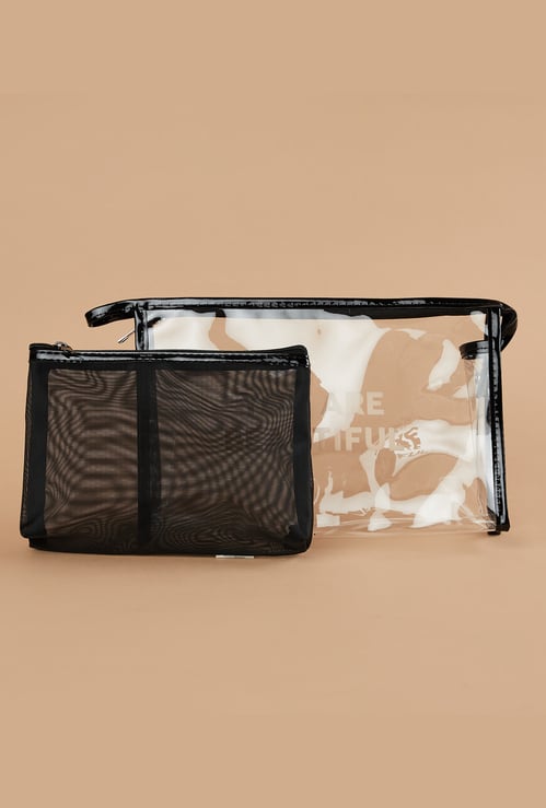 GINGER Typographic Print Vanity Pouches - Pack of 2