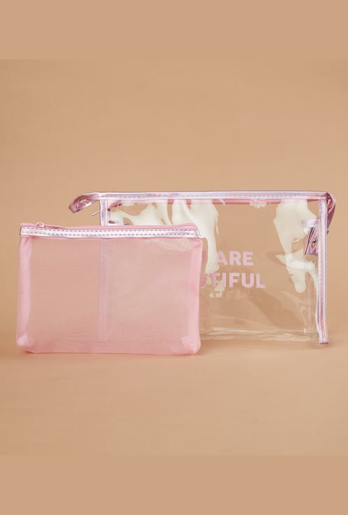 GINGER Typographic Print Vanity Pouches - Pack of 2