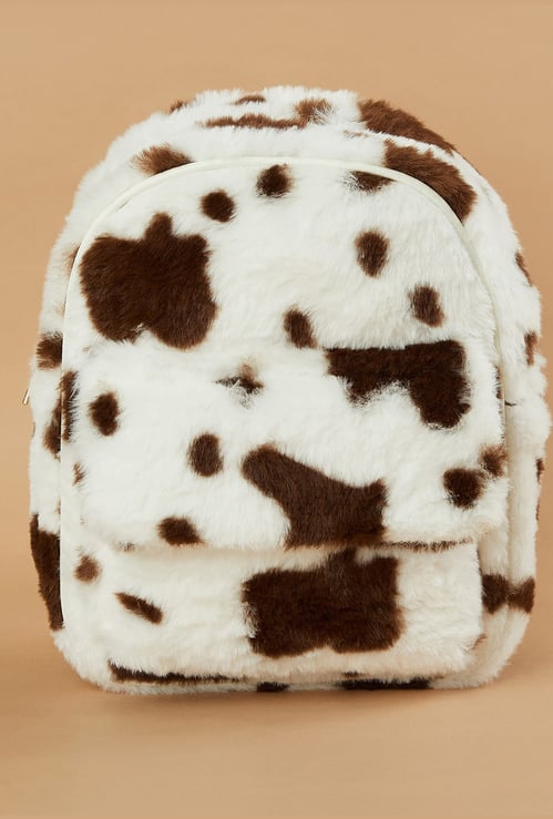 GINGER Girls Fuzzy Animal Print Backpack