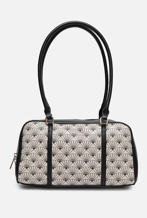 ALLEN SOLLY Monogram Print Shoulder Bag