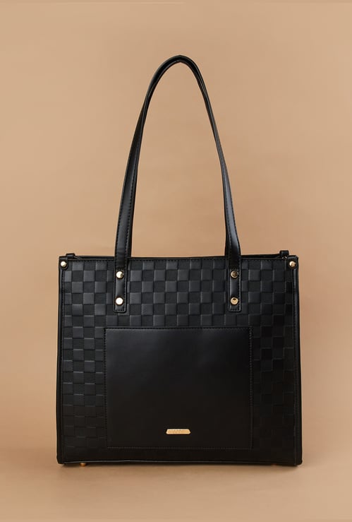 CODE Check-Embossed Shoulder Bag