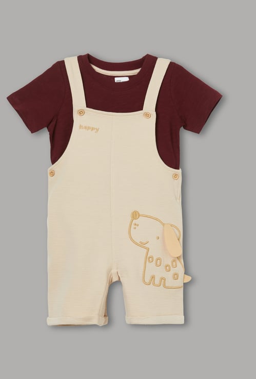 JUNIORS Boys Applique Dungarees with T-shirt