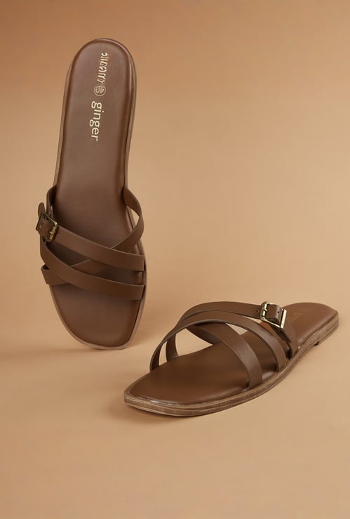 GINGER Textured Flat Sandals