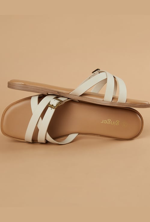 GINGER Textured Flat Sandals