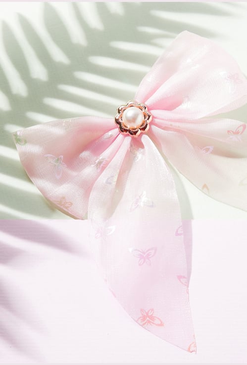 FAME FOREVER Embellished Bow-Shaped Hair Clip