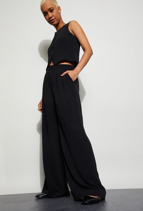 GINGER Textured Wide-Leg Trousers