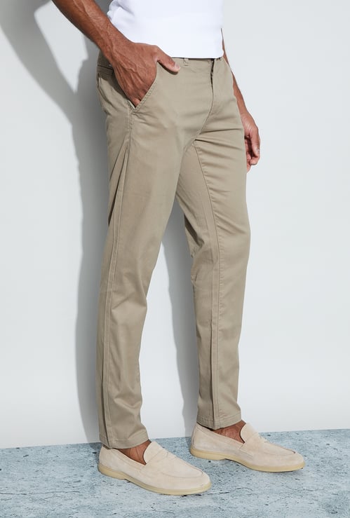 CODE Solid Slim Straight Trousers