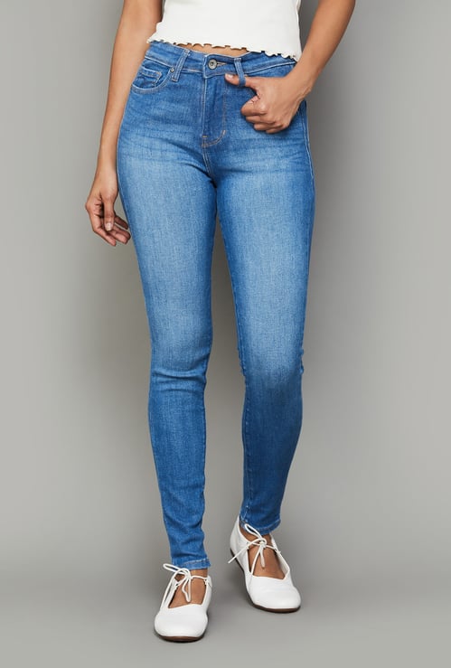 XPOSE Washed High Rise Slim Fit Jeans