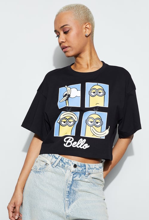 GINGER Minions Print Crop T-shirt