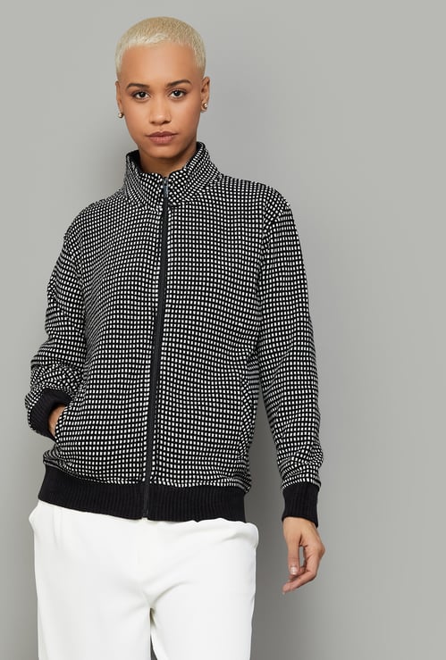 MONTE CARLO Patterned Mock Collar Sweatshirt