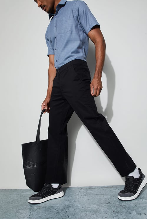 CODE Solid Slim Straight Trousers