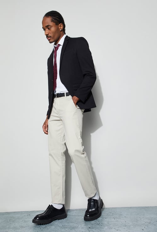 CODE Solid Slim Straight Trousers