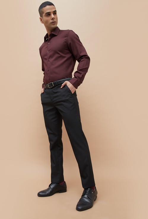 CODE Solid Slim Tapered Formal Trousers