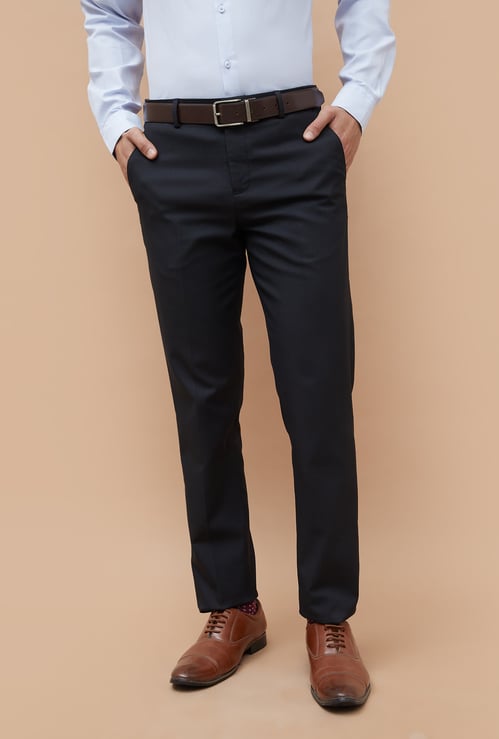 CODE Solid Slim Tapered Formal Trousers