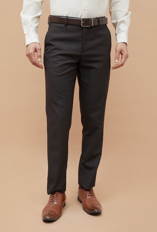 CODE Solid Slim Tapered Formal Trousers